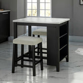 Chalcedony 3 Pc. Dining Table Set Model Sl3401Bk-Pt-3Pk-Stool By Furniture Of America